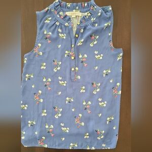 LOFT Sleeveless Blue Floral Blouse